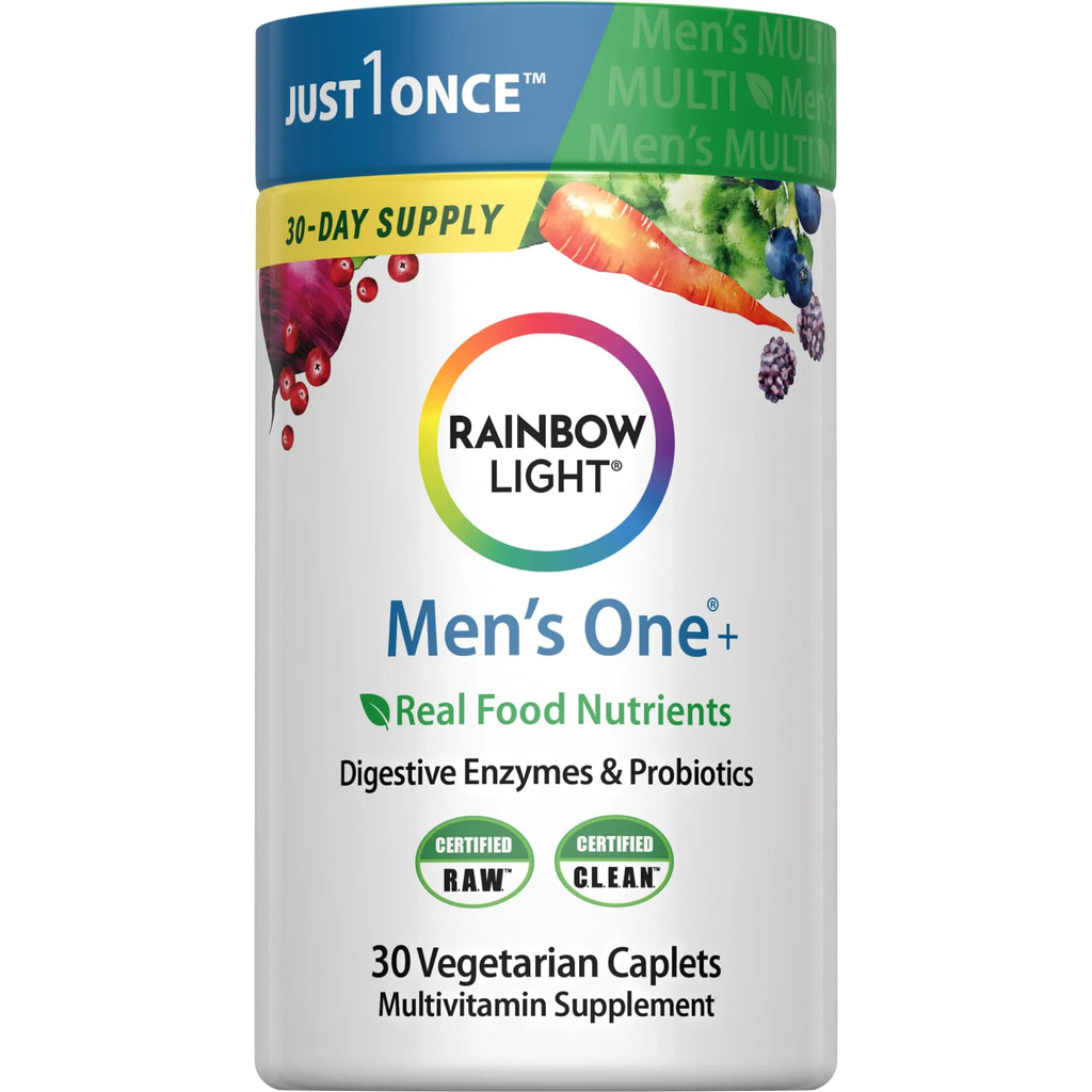 Rainbow Light Mens Multivitamin One + | 30 Caplets | Real Food Nutrients, Digestive Enzymes & Probiotics Rainbow Light Au supplements