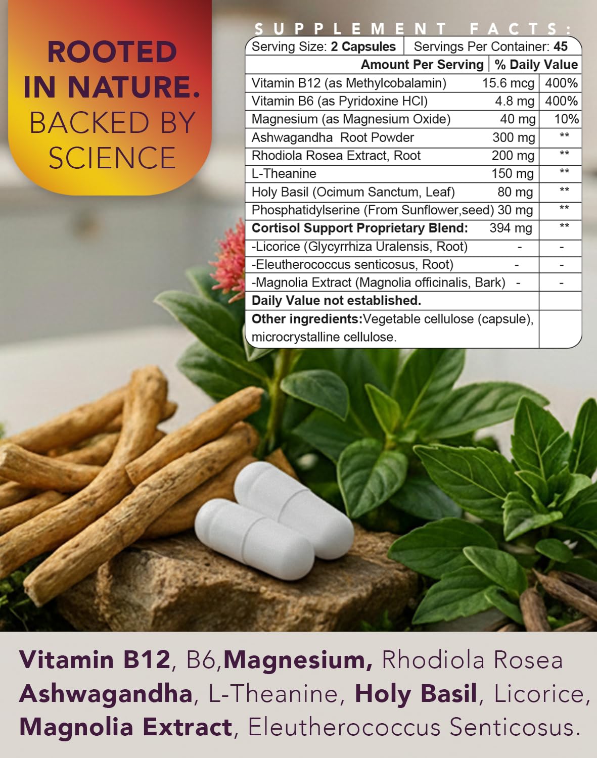 Cortisol Manager – Adrenal Support Supplement for Women & Men – Natural Stress Relief, Calm & Sleep Support – Cortisol Reducer with Ashwagandha, Magnesium, L-Theanine & Rhodiola – 90 Vegan Capsules ONE 365 Au supplements