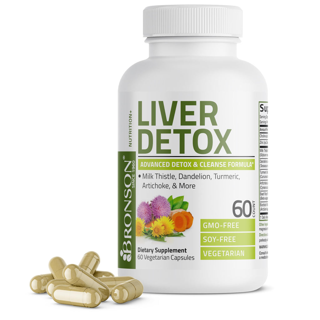 Bronson Liver Detox Advanced Detox & Cleansing Formula Supports Health Liver Function with Milk Thistle, Dandelion Extract, Turmeric, Artichoke Leaf & More