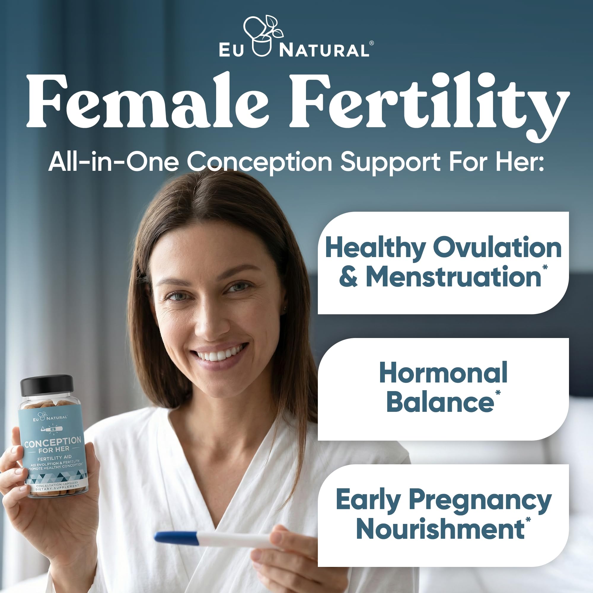 Eu Natural Conception for Her Fertility Supplements for Women - Ovulation, Hormonal Balance & Regular Cycle Support - Myo-Inositol, Folate, Folic Acid & Vitex - 60 Vegetarian Capsules Eu Natural Au supplements