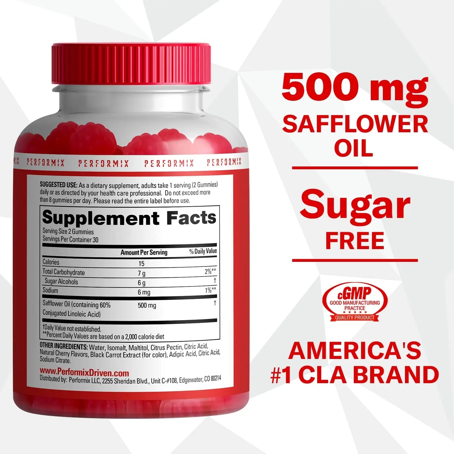 PERFORMIX AbCuts CLA Gummies - 60 Gummies, Fruit Punch - Non-Stimulant PERFORMIX Au supplements
