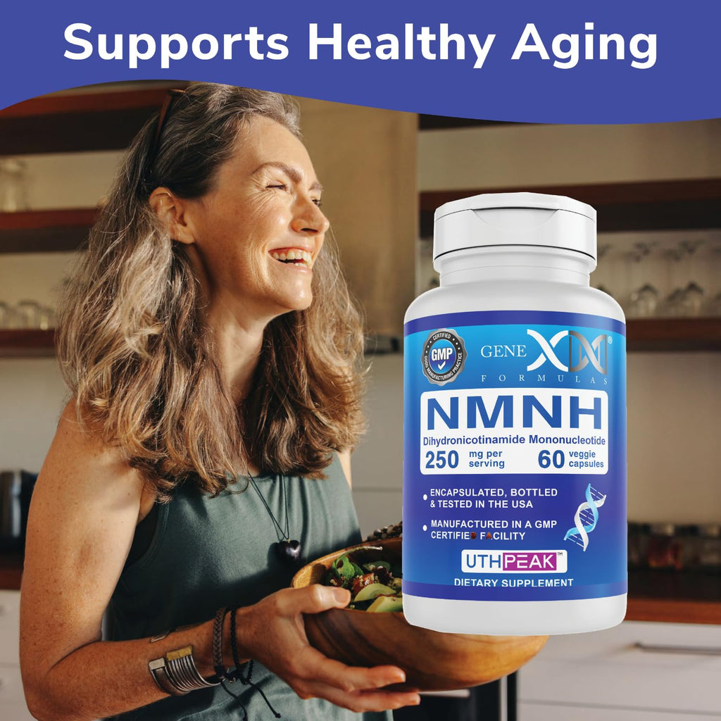 Genex Formulas 250mg NMNH (60 Capsules - 30 Servings) | Uthpeak™ NMNH (Dihydronicotinamide Mononucleotide) NAD+ Precursor for Healthy Aging - Non-GMO, Gluten-Free, Vegetarian Genex Formulas Au supplements