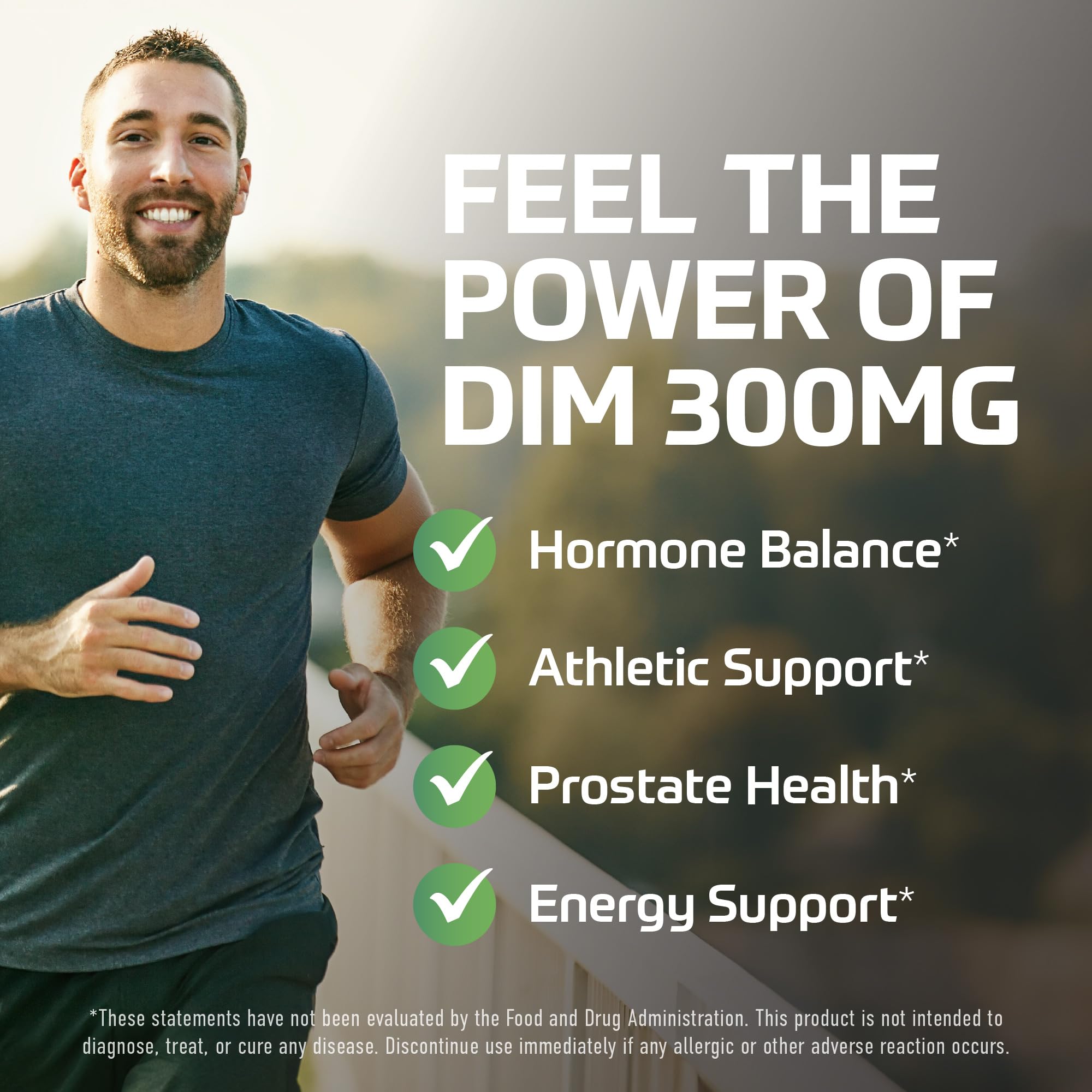 DIM Supplement for Men 300mg | Estrogen Blocker & Aromatase Inhibitor | Extra Strength Men’s Hormone Balance & Fitness Booster with Diindolylmethane Plus CDG