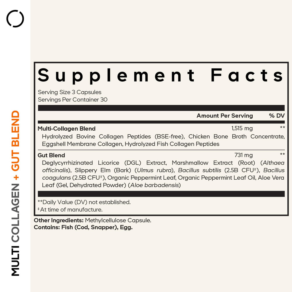 Codeage Multi Collagen + Gut Blend Supplement - Digestive Probiotics, DGL Licorice, Aloe Vera, Organic Peppermint Leaf, Slippery Elm - Hydrolyzed Bovine Collagen Pills - Non-GMO - 90 Capsules Codeage Au supplements