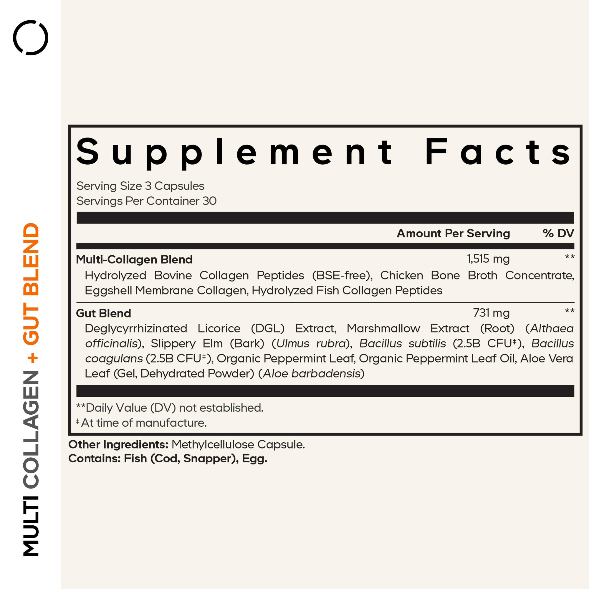 Codeage Multi Collagen + Gut Blend Supplement - Digestive Probiotics, DGL Licorice, Aloe Vera, Organic Peppermint Leaf, Slippery Elm - Hydrolyzed Bovine Collagen Pills - Non-GMO - 90 Capsules Codeage Au supplements