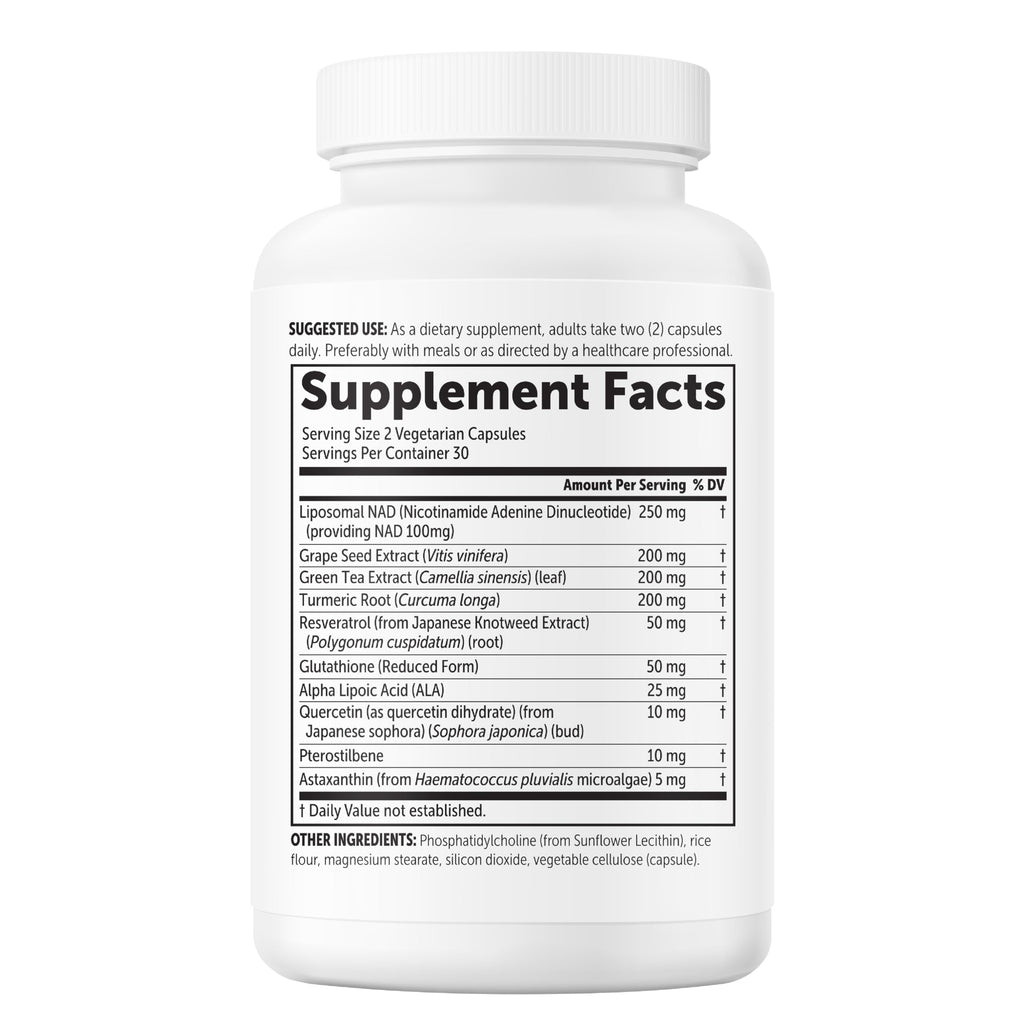Micro Ingredients Liposomal NAD+ Ultimate Complex 1,000mg | 60 Veggie Capsules | NMN Pathway Formula | 10-in-1 with Resveratrol, Glutathione, & Astaxanthin