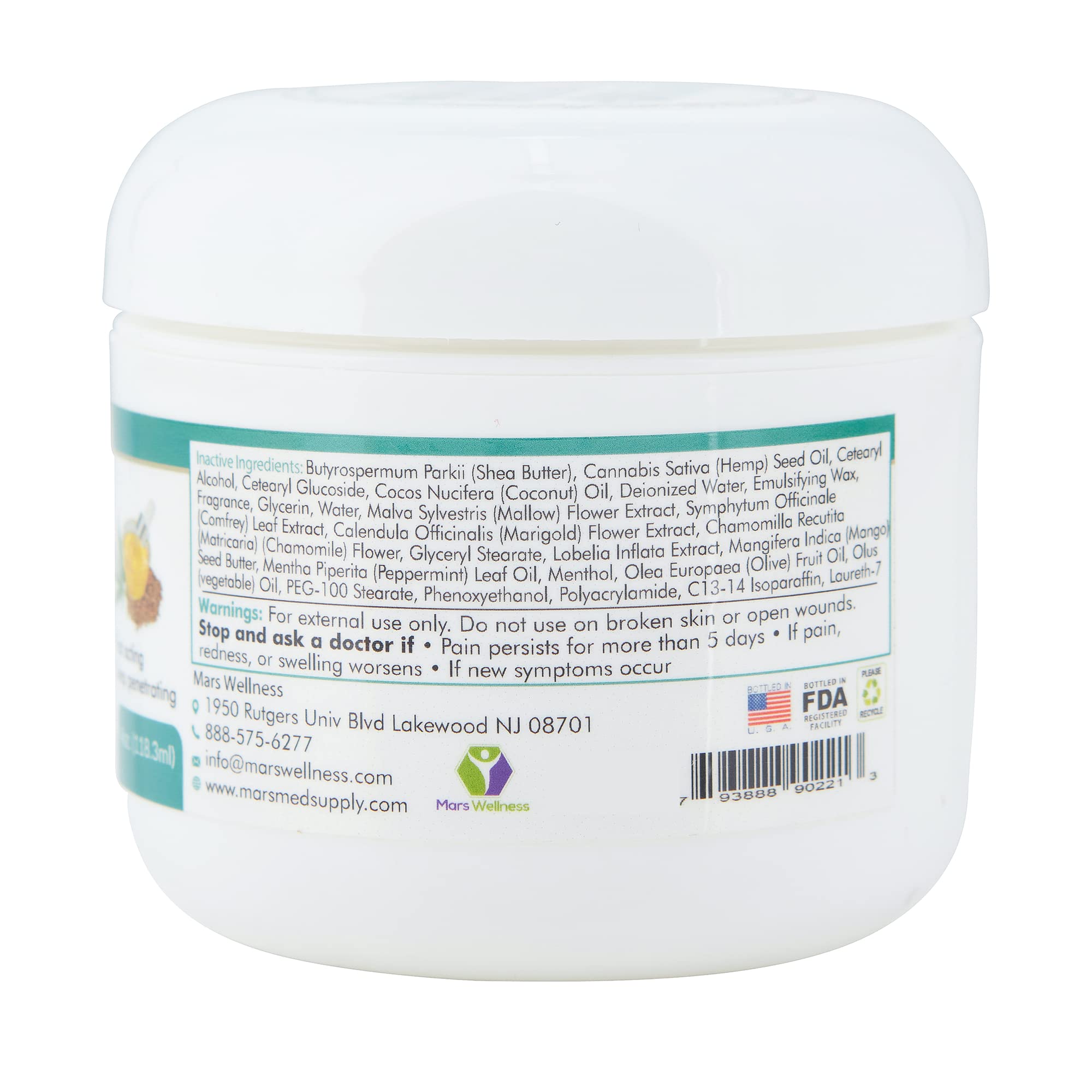 MARS WELLNESS MG+ Hemp Pain Cream (4 oz) - Maximum Strength Arnica & Magnesium Cream for Sore Legs, Joints & Muscle Cramps - Unisex Adults MARS WELLNESS Au supplements