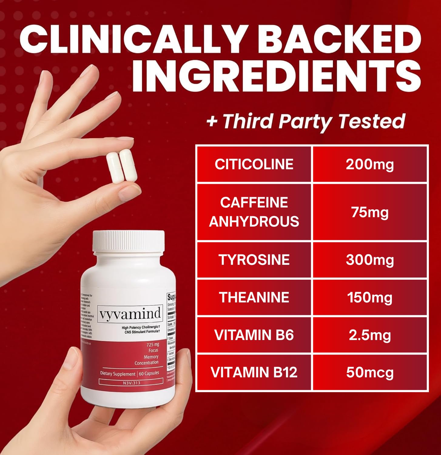 vyvamind Neurostimulant + Focus Aid Nootropic for Enhanced Concentration & Mental Clarity, Brain Support with Caffeine L-Theanine, Fast-Acting Cognitive Boost, 60 Capsules vyvamind Neurostimulant + Focus Aid Au supplements