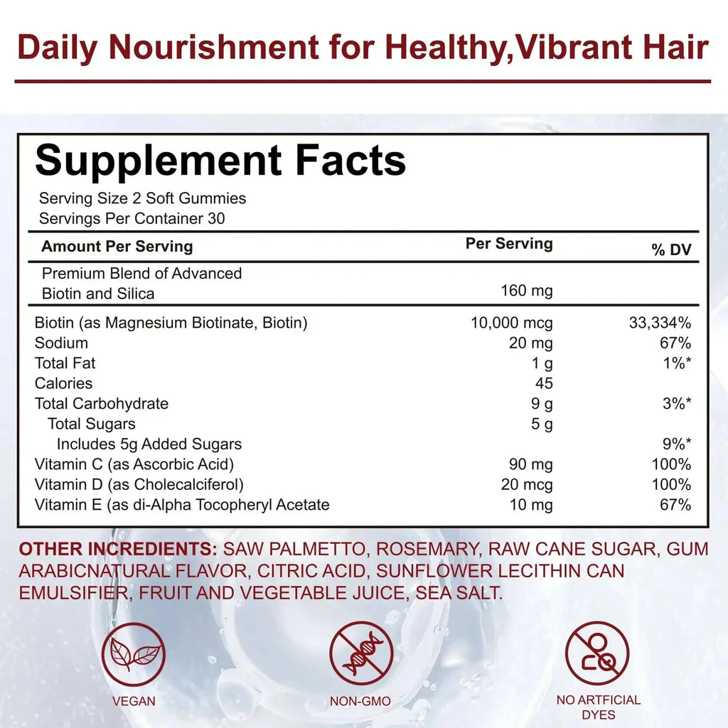 YYLLYY Hair Growth Vitamins Gummies | with Biotin, Vitamin C & E, Botanical Extracts | Supports Healthy Hair Growth & Strength, Skin & Nail Care YYLLYY Au supplements