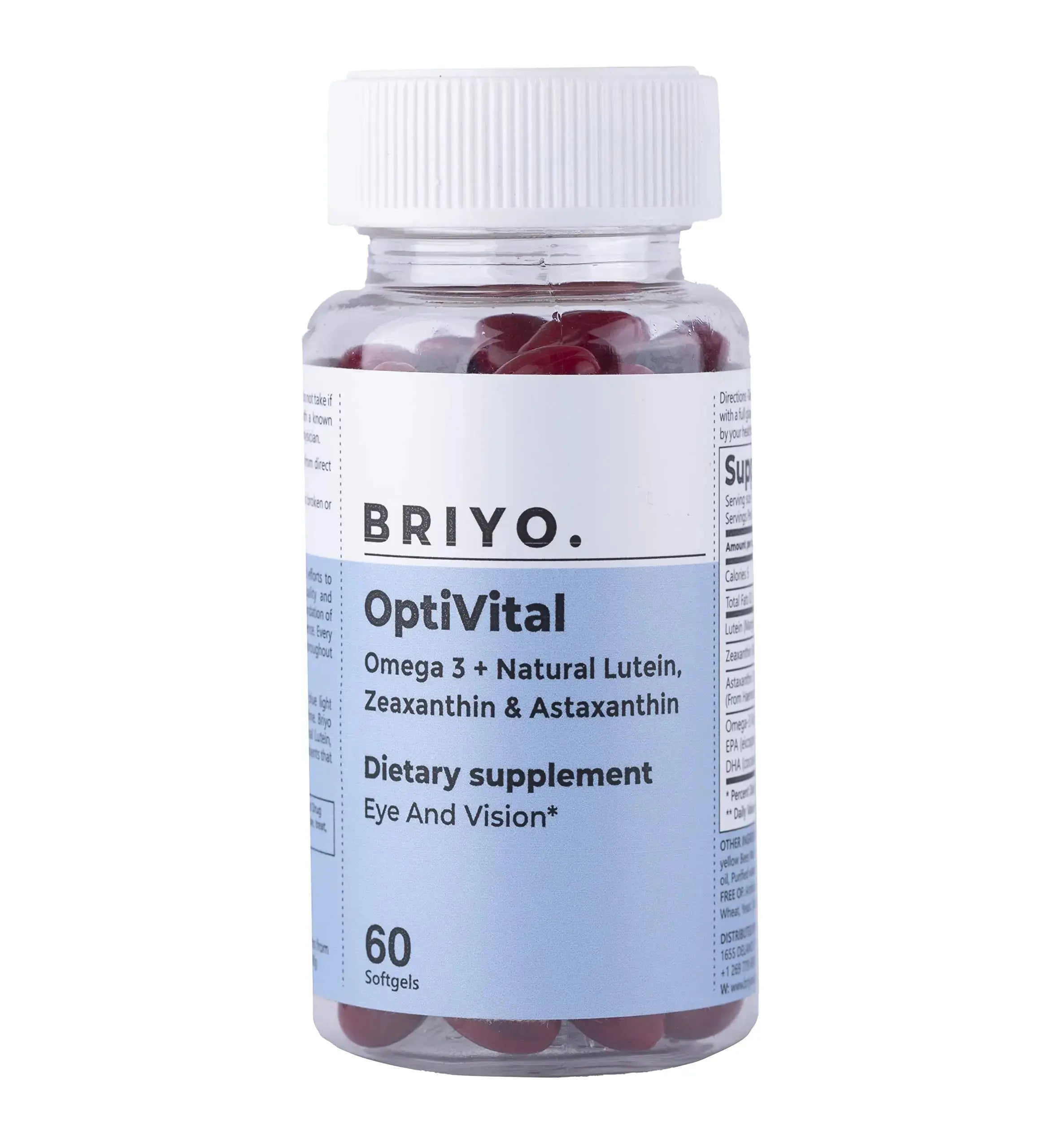 Briyo OptiVital Eye Health Supplement – Lutein, Zeaxanthin, Astaxanthin & Omega-3 from Natural Sources – Supports Vision Briyosis Au supplements
