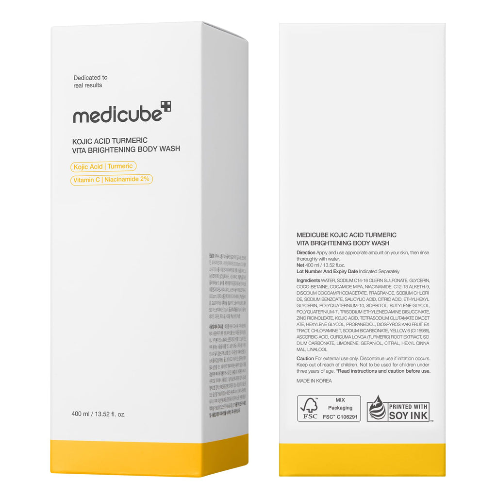 medicube Kojic Acid Turmeric Brightening Body Wash | Gentle Shower Gel for Uneven Skin