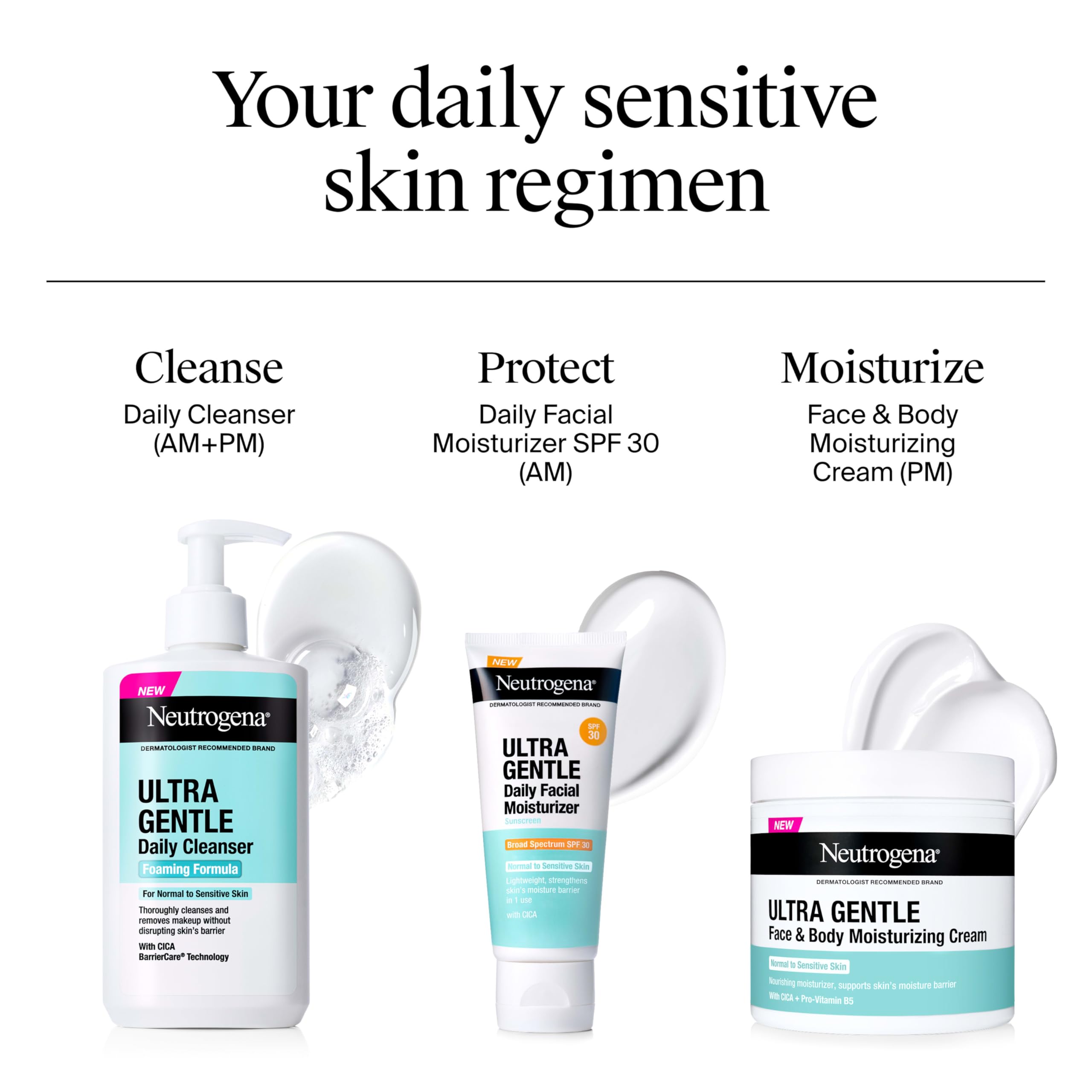 Neutrogena Ultra Gentle Foaming Facial Cleanser, Fragrance Free Hydrating Face Wash for Sensitive Skin, Daily Non Over Drying Makeup Remover