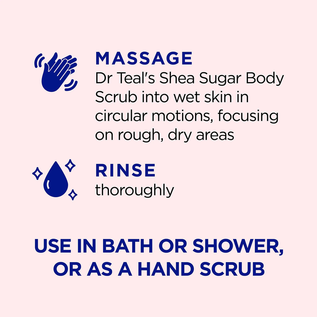 Dr Teal's Shea Sugar Body Scrub, Rose with Essential Oil, 19 oz (Pack of 3) Packaging May Dr Teal's Au supplements