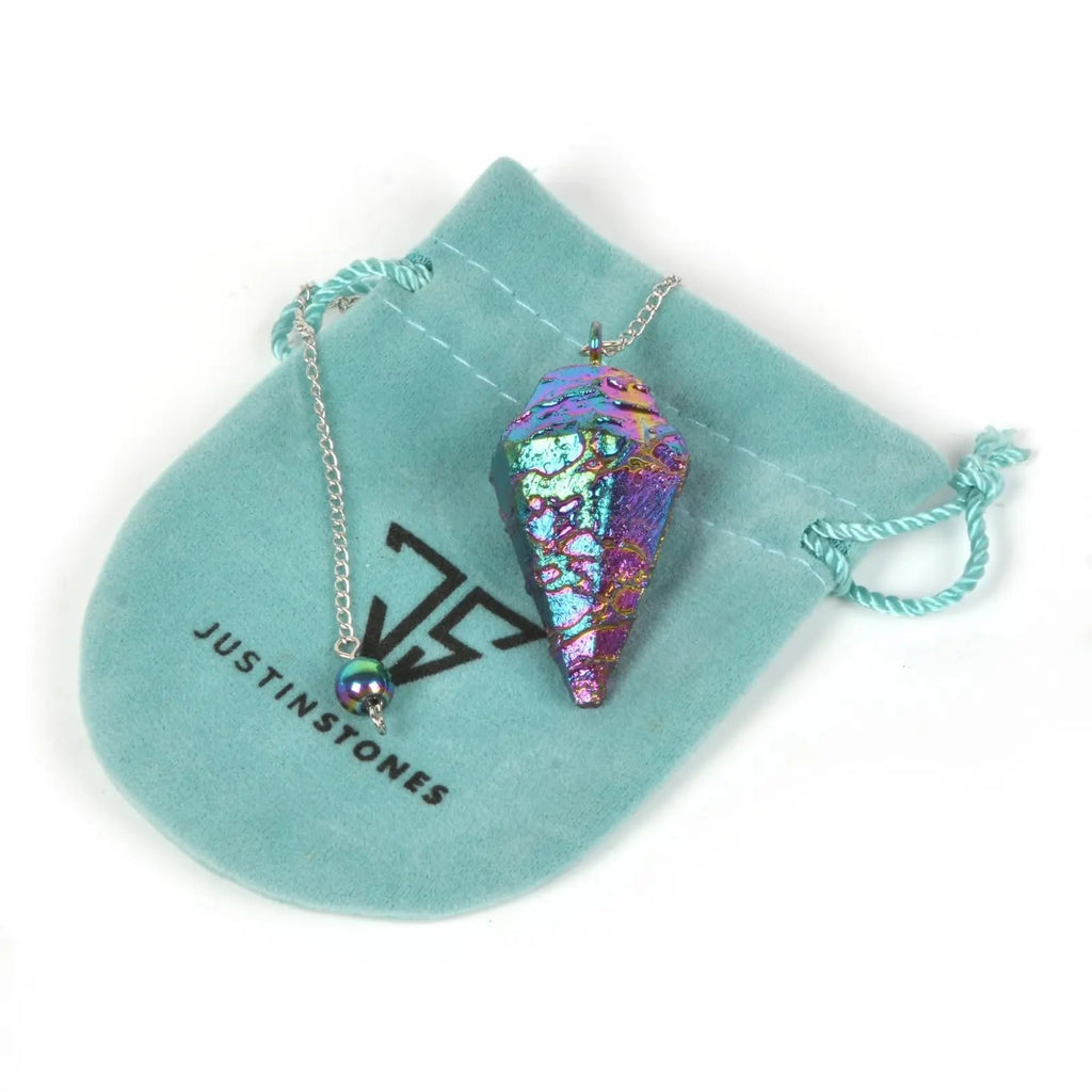 JUSTINSTONES Metallic Rainbow Coated Dragon Blood Fossil Gemstone Rock Crystal Hexagonal JUSTINSTONES Au supplements