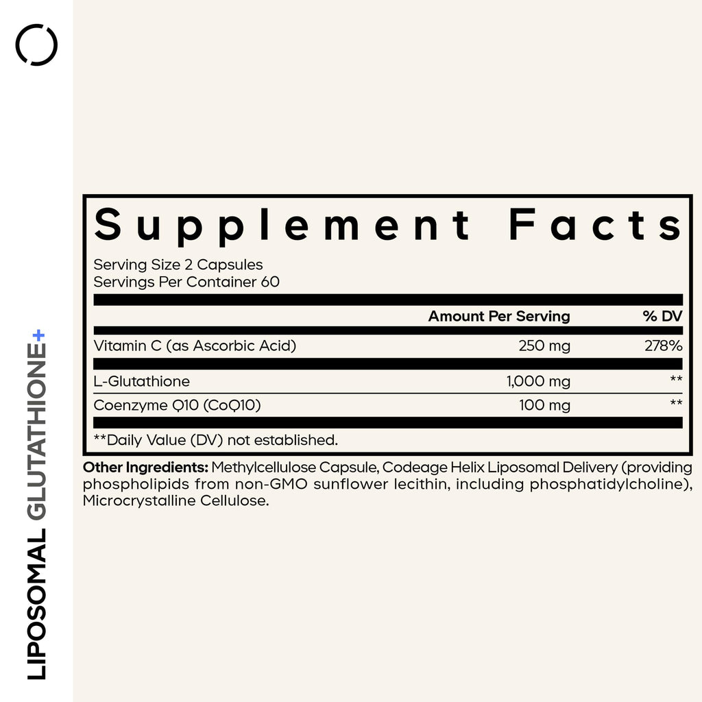 Codeage Liposomal Glutathione+ Supplement - 1000 mg Reduced L-Glutathione Pills, Vitamin C Ascorbic Acid, CoQ10 - Liposomal Delivery - Skin & Antioxidant Support - Non-GMO - 120 Capsules Codeage Au supplements