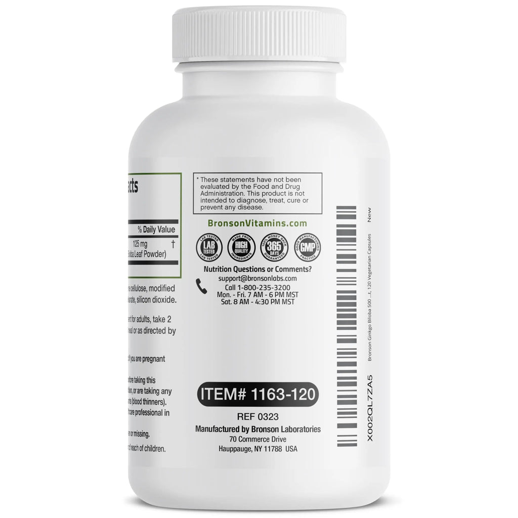 Bronson Ginkgo Biloba Extra Strength 125mg (4:1 Extract) Equivalent to 500mg Bronson Au supplements