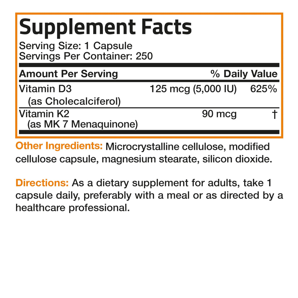 Bronson Vitamin K2 (MK7) with D3 Supplement Bone and Heart Health Non-GMO Bronson Au supplements