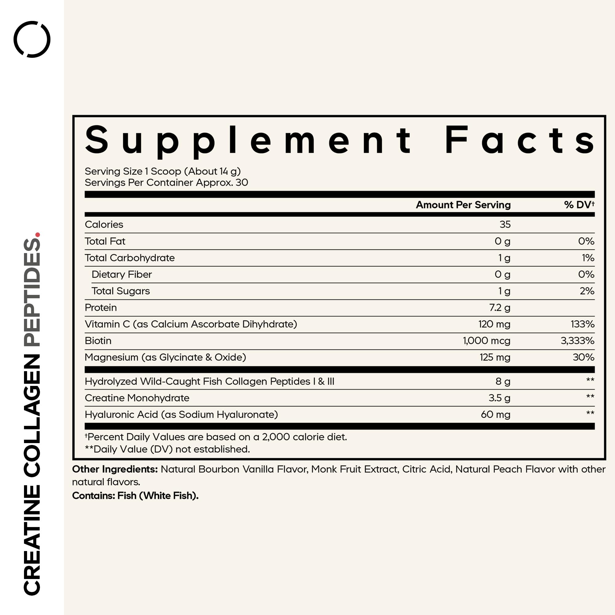 Codeage Creatine Collagen Peptides - Creatine Monohydrate Powder Supplement, Wild-Caught Marine Collagen, Biotin, Magnesium, Vitamin C, Hyaluronic Acid - Vanilla Flavored - Non-GMO - 15 Oz Codeage Au supplements