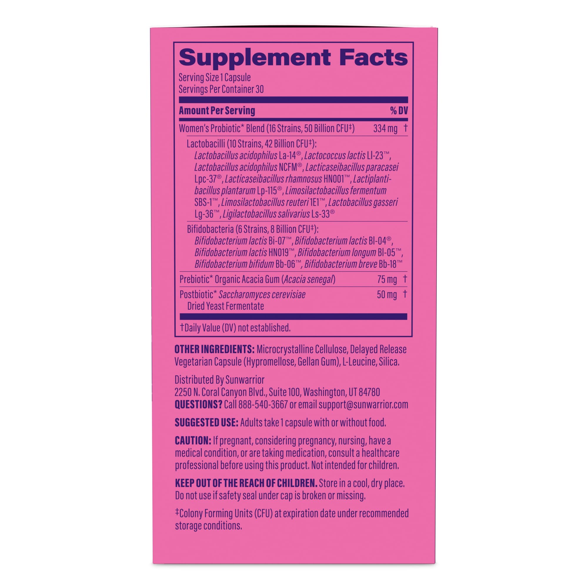 Probiotic for Gut Health 50 Billion CFU Probiotics Supplement Capsules 16 Strains Prebiotics, Postbiotics for Women Gut Immune Colon Health Energy Endurance Support Soy-Free Non-GMO 30 Capsule Serving Sunwarrior Au supplements