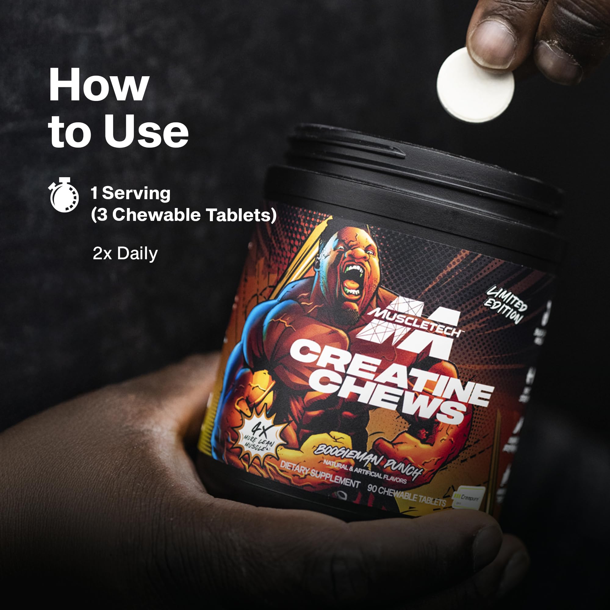 MuscleTech Creatine Chews - Creapure Monohydrate Supplement for Muscle Recovery, Muscle Builder & Energy Boost - Pre Workout Supplement for Men & Women