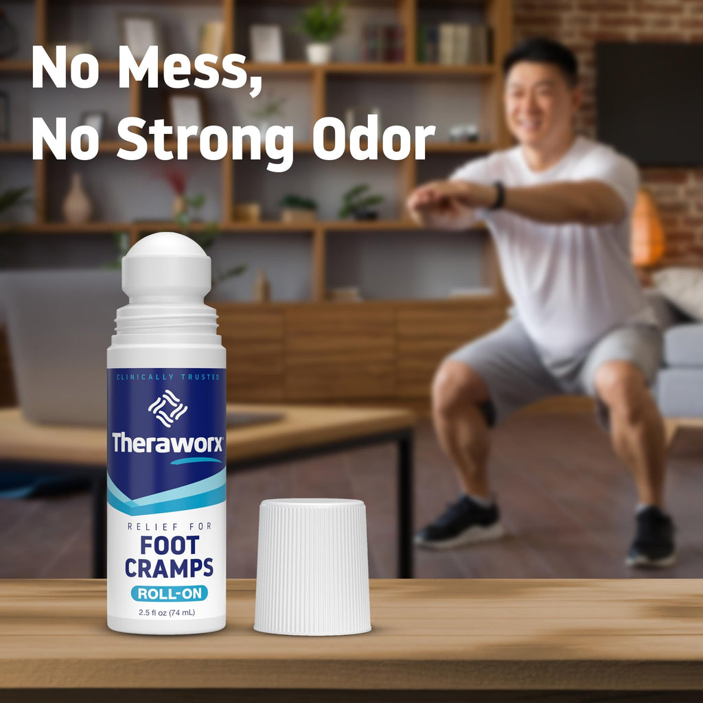 Theraworx Relief for Foot Cramps, Fast-Acting Foot Cramp Relief Roll-On - 2.5 Oz - 1 Count Theraworx Au supplements