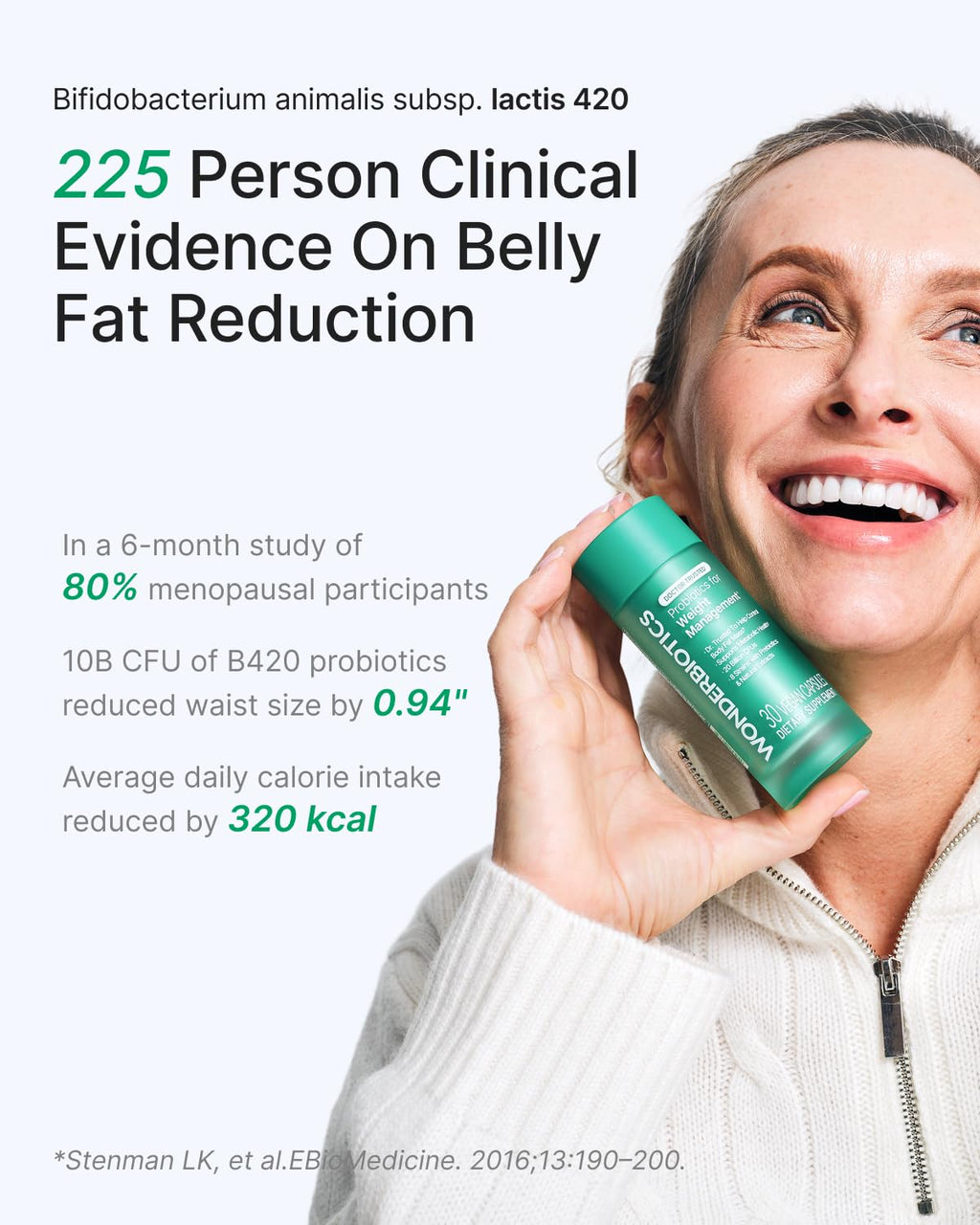 WonderBiotics Weight Management Probiotics for Women - Appetite Suppressant  + 8 Clinically Strains - Safe & Natural Loss, Belly Fat, No Side Effects - 30 CT