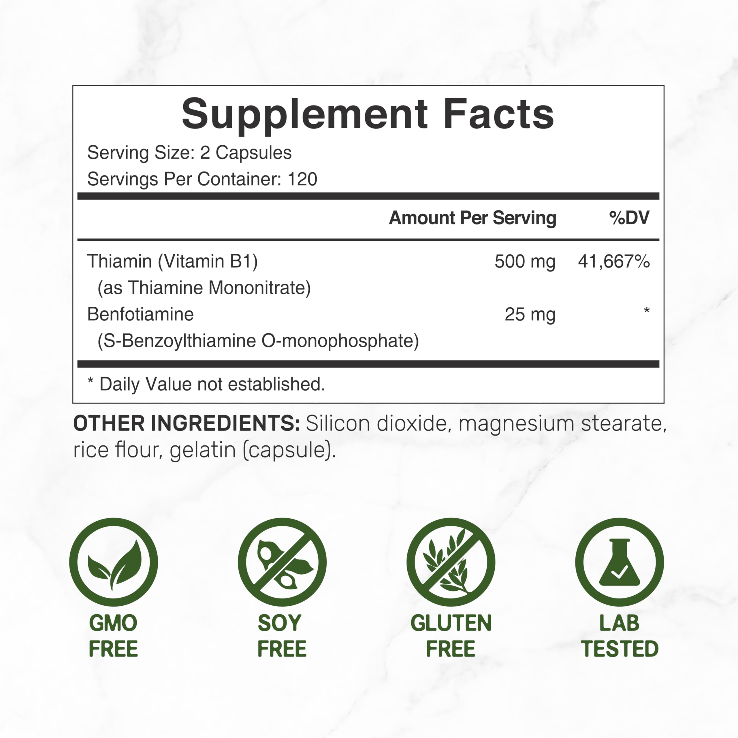 DEAL SUPPLEMENT Vitamin B1 500mg with Benfotiamine, 240 Capsules – 2 in 1 Enhanced Formula – Fat & Water Soluble Thiamine B1 Supplement