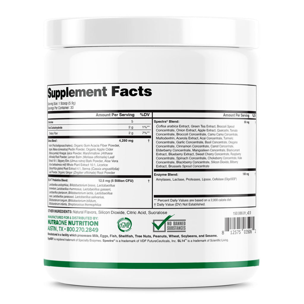 DetoxOne Daily Gut Health Powder* |  Supports Normal/Healthy Digestive Function*| Promotes Detoxification*| Boost Energy & Improves Nutrient Absorption*