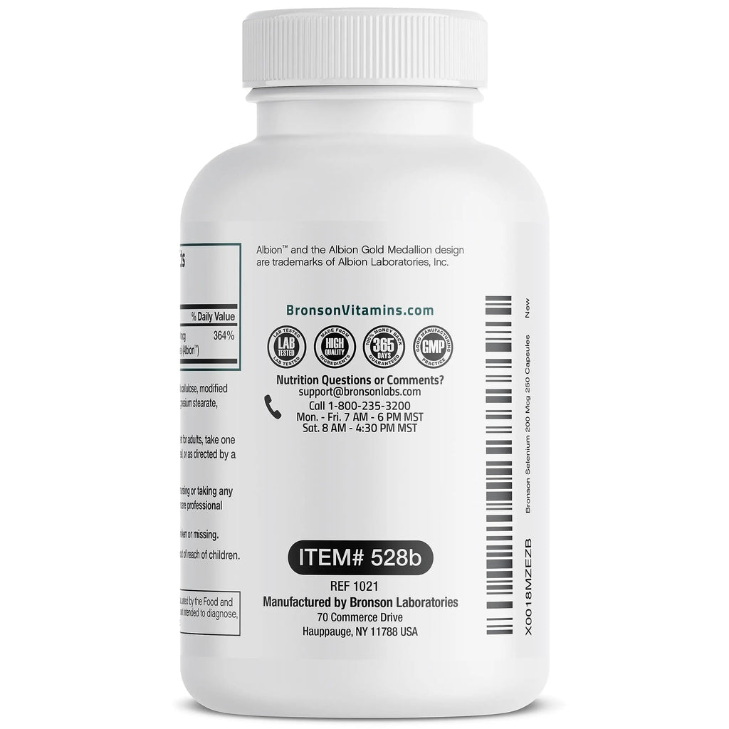 Bronson Selenium 200 mcg – Yeast Free Chelated Amino Acid Complex - Essential Trace Mineral with Superior Absorption Bronson Au supplements