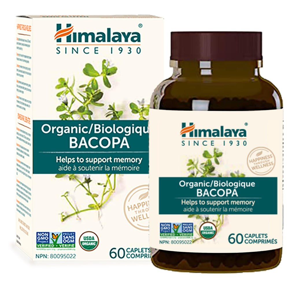 Himalaya Bacopa Monnieri Nootropic Herbal Supplement, Supports Calm, Memory, Cognition, USDA Certified Organic, Non-GMO, 750 mg, 60 Plant-Based Caplets, 60 Day Supply Himalaya Au supplements