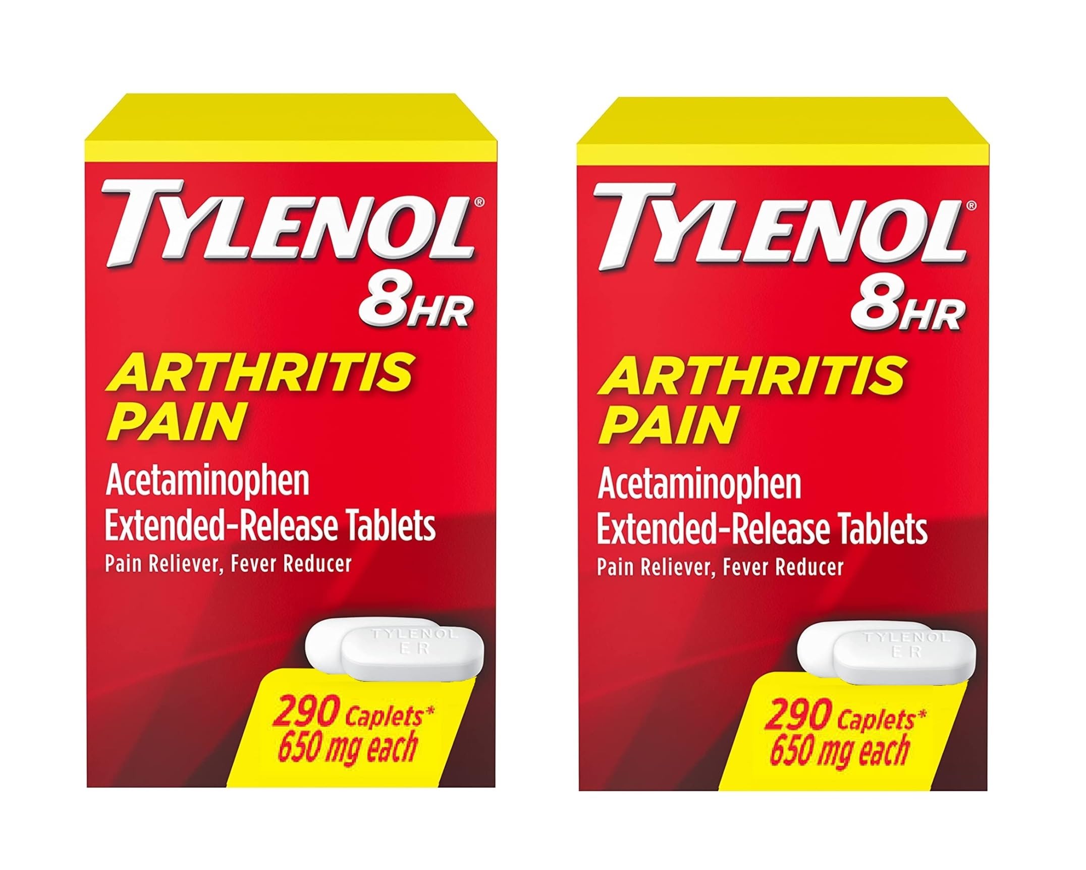 Tylenol Arthritis Pain Extended Release Tablets with Acetaminophen for Joint Pain, 290 Caplets (Pack of 2) (Package May Vary) Tylenol Au supplements