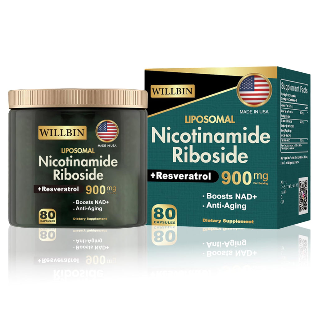 Willbin Liposomal NAD+ Supplement, Nicotinamide Riboside with Resveratrol, NAD Nicotinamide Riboside Boost Energy Focus Anti-Aging for Women & Men - 80 Vegan Capsules Willbin Au supplements