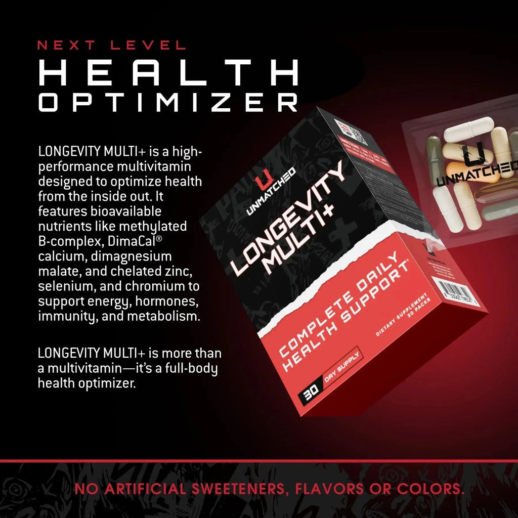Unmatched Longevity Multi+ | Complete Daily Health Support | Methylated Vitamins & Minerals, Omega-3s, Nootropics, & Longevity Agents | Unmatched Au supplements