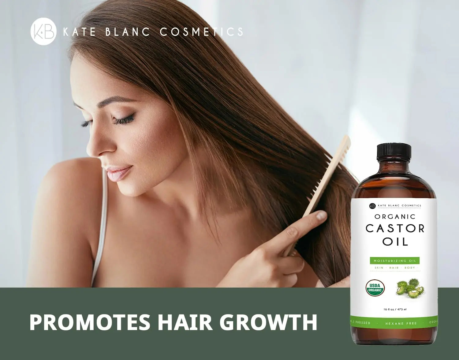 Kate Blanc Cosmetics Castor Oil Organic for Hair Growth & Body (16oz). 100% Pure Cold-Pressed Kate Blanc Cosmetics Au supplements