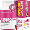 Nutra Wave 1400mg Organic Beet Root Capsules Per Serving – Nitric Oxide Booster for Men – Supports Blood Pressure, Energy, Circulation & Heart Health – Non-GMO, Vegan – 120 Capsules / 60 Day Supply