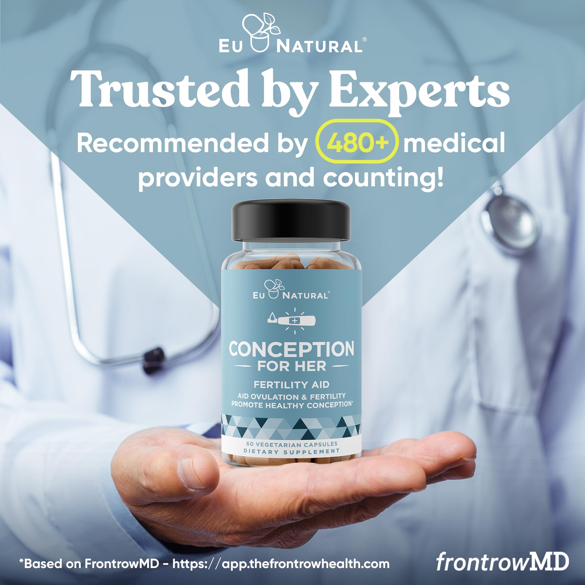 Eu Natural Conception for Her Fertility Supplements for Women - Ovulation, Hormonal Balance & Regular Cycle Support - Myo-Inositol, Folate, Folic Acid & Vitex - 60 Vegetarian Capsules Eu Natural Au supplements