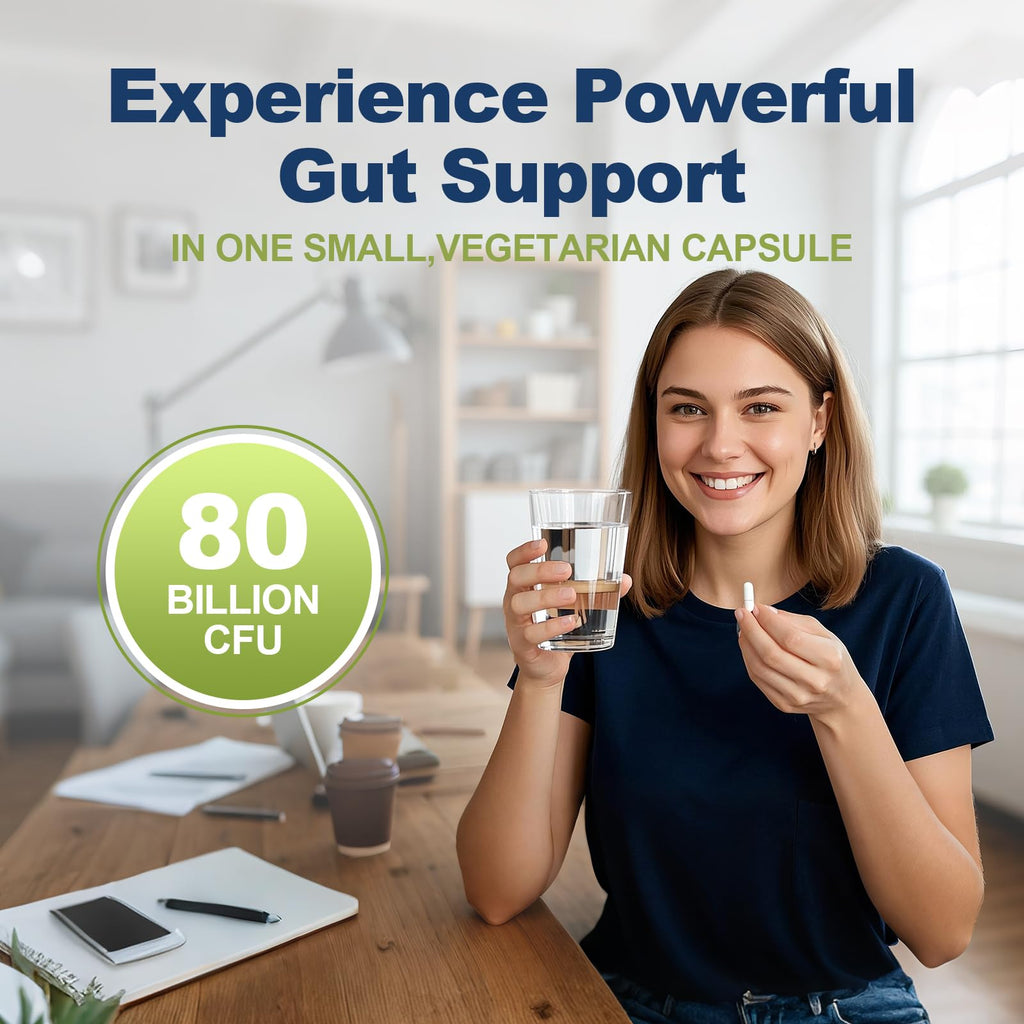 Migcopat Probiotics for Digestive Health, 80 Billion CFU Probiotics, Prebiotics, Postbiotics & Digestive Enzymes, Gut Health Capsules with Berberine, Cinnamon,