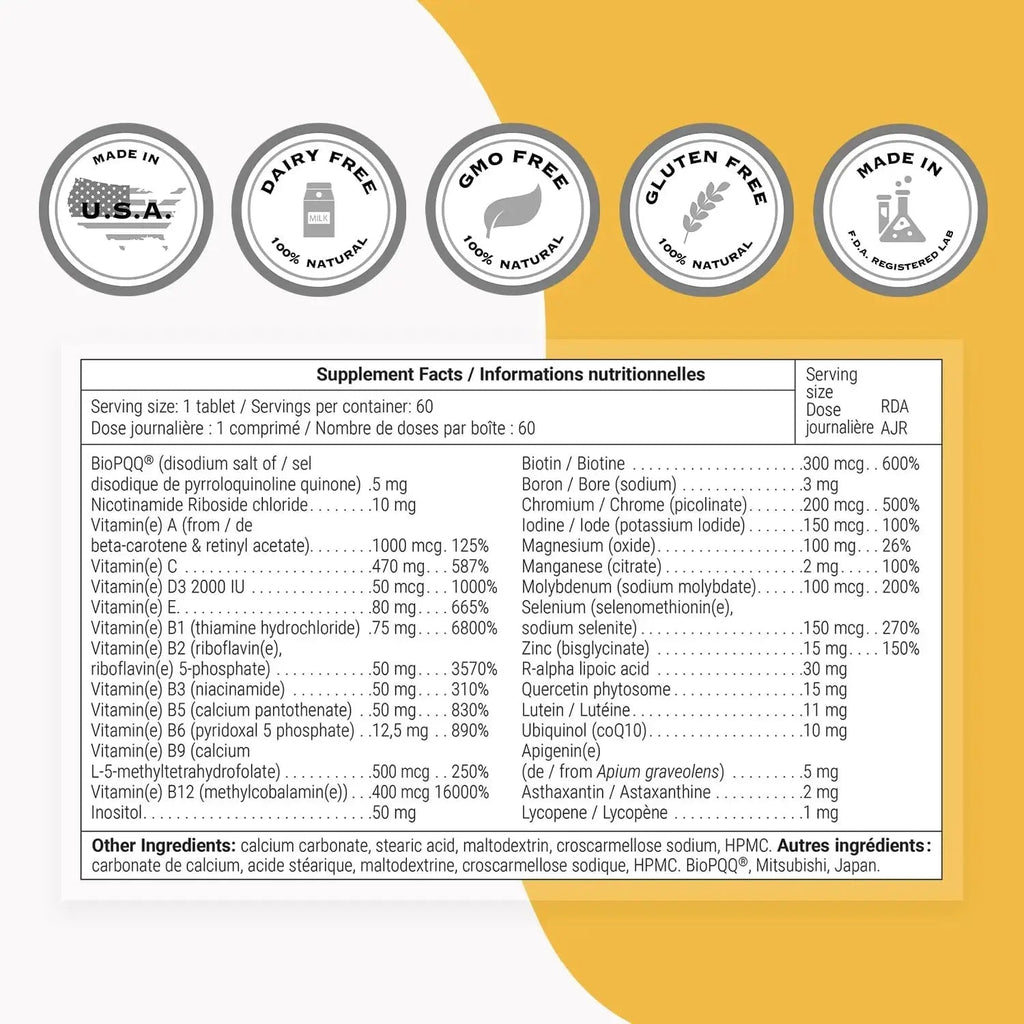 Supersmart - Daily 1® Timed Release - Multivitamin Supplement for Women & Men - with BioPQQ®, Vitamin A, B, C, D & E, Biotin, Quercetin & Fisetin | Supersmart Au supplements
