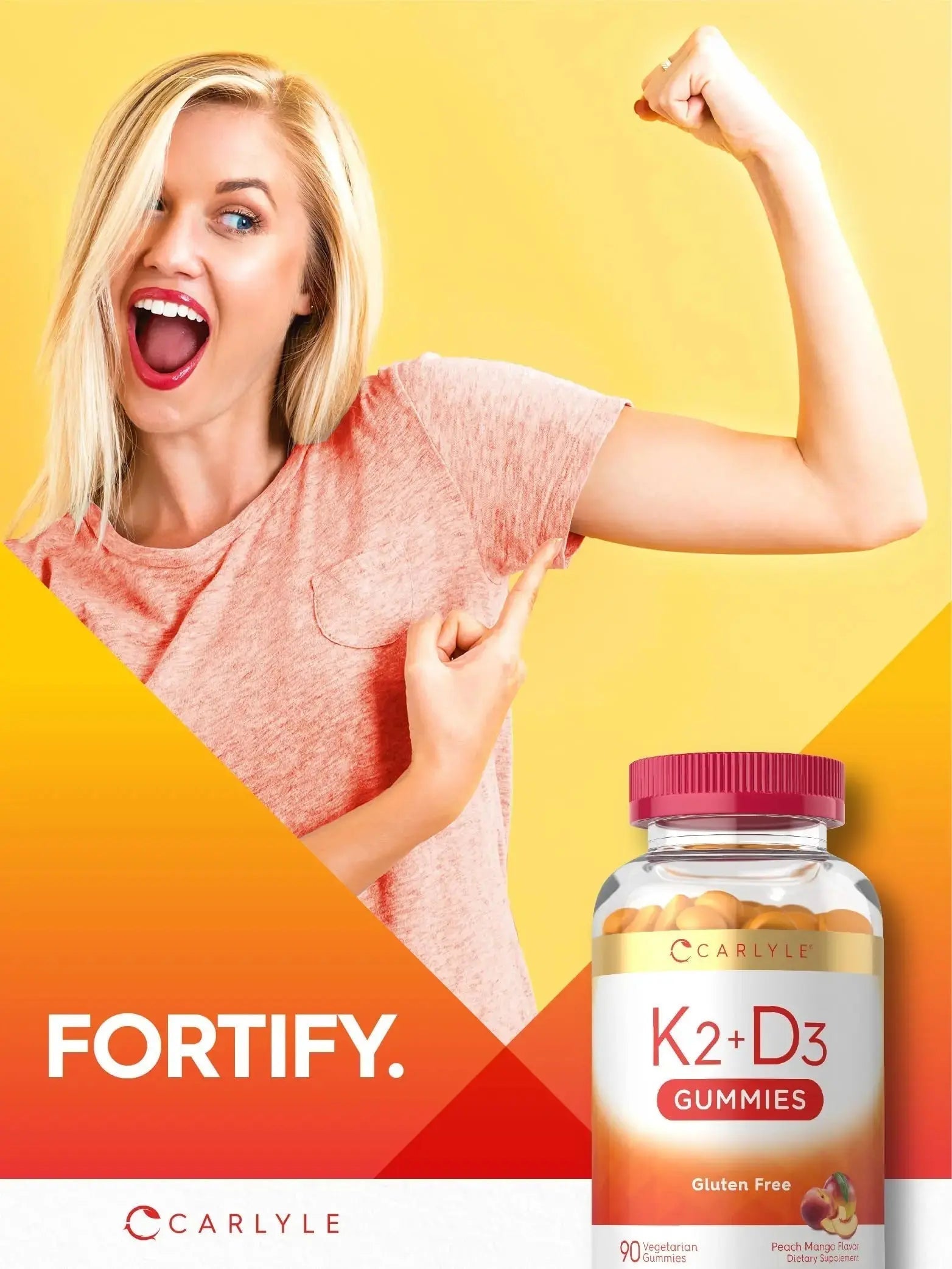 Carlyle Vitamin D3 K2 Gummies | 90 Count | 5,000 IU of D3 + 100 mcg MK7 | Peach Mango Flavor Carlyle Au supplements