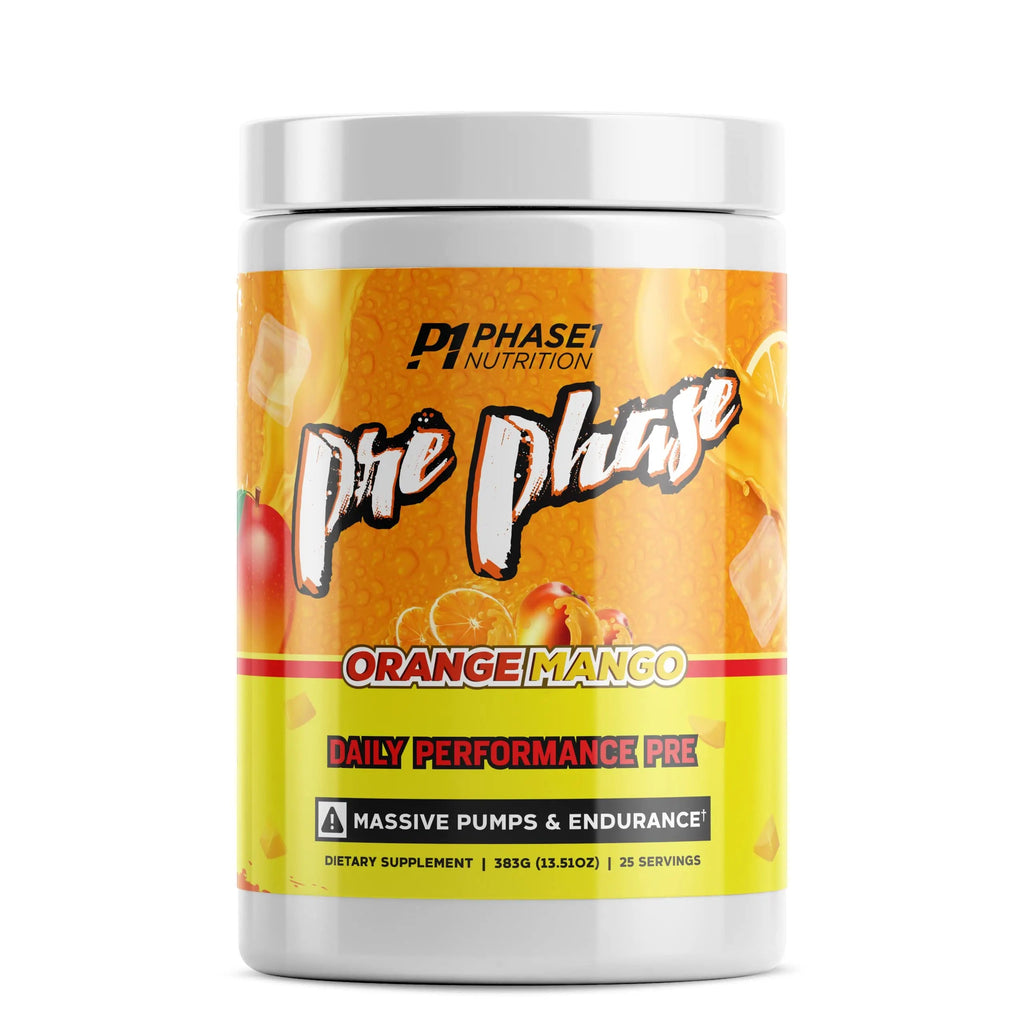 Pre Phase Daily Driver Orange Mango Pre Workout with 325mg Caffeine, Vitamin B12 Phase One Nutrition Au supplements