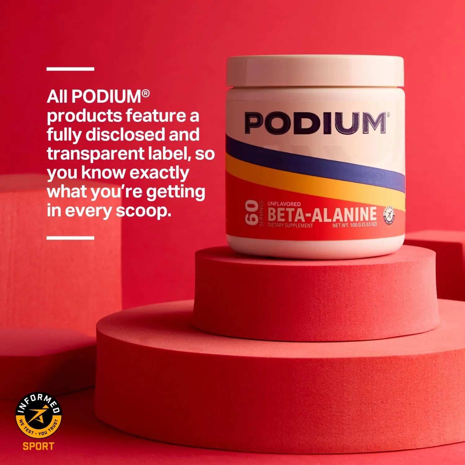 Podium Nutrition, Solos | Beta Alanine, 60 Servings, Unflavored, Boost Athletic Performance Podium Nutrition Au supplements