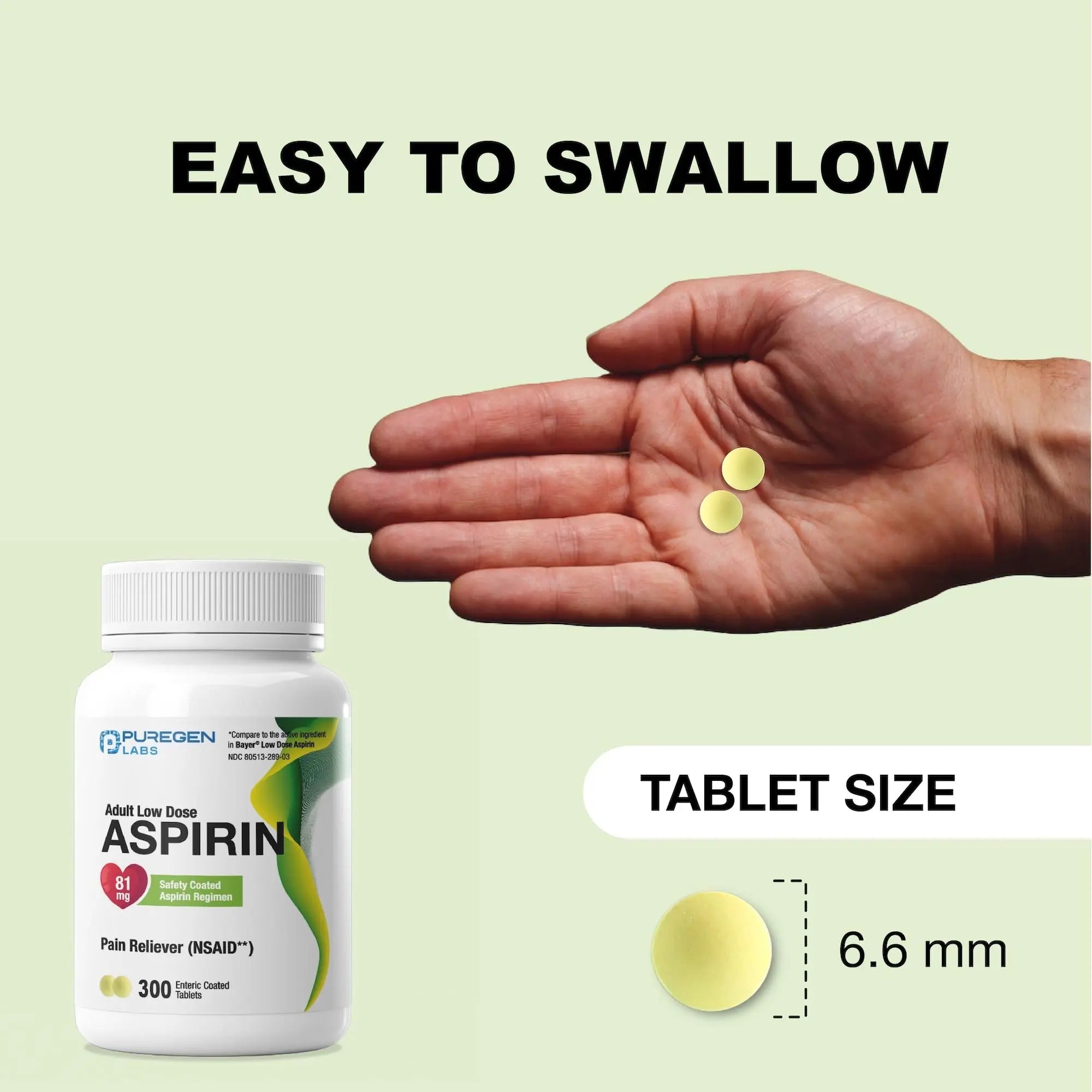 Puregen Labs Aspirin 81 mg Low Dose (NSAID) – 300 Enteric Coated Tablets P Puregen Labs Au supplements