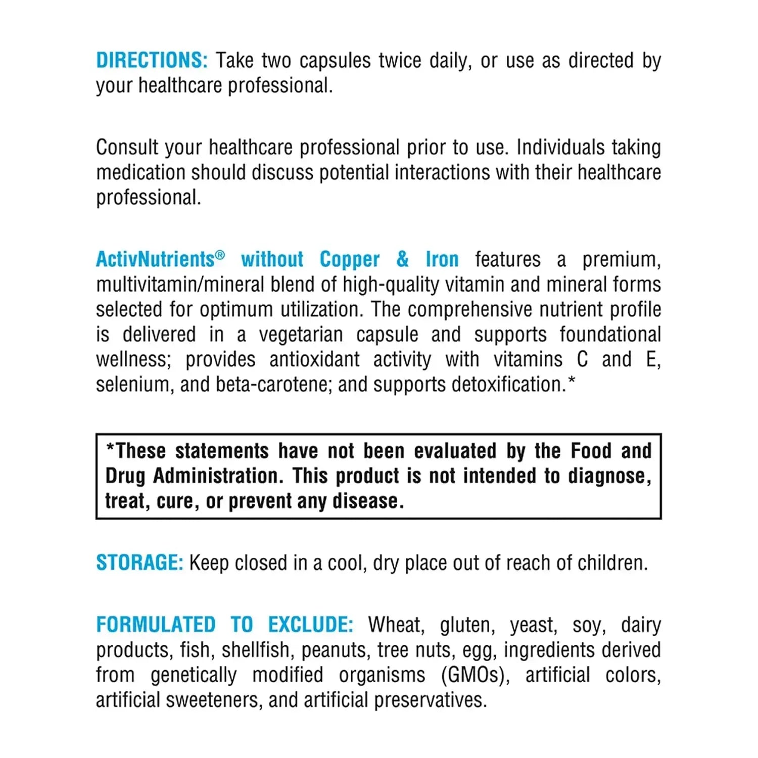 XYMOGEN ActivNutrients Without Copper & Iron - Multimineral Multivitamin for Men + Women with Folate, B12, Zinc and Vitamin C XYMOGEN Au supplements