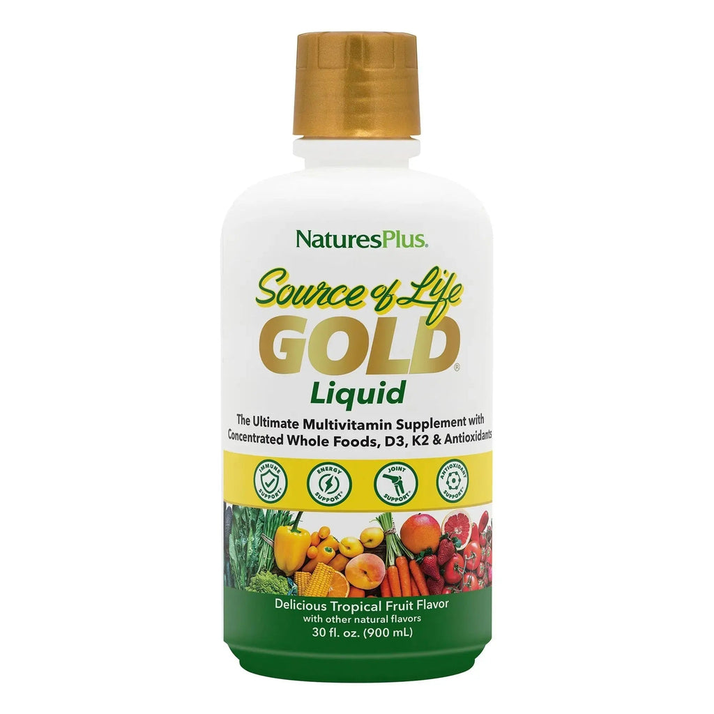 NaturesPlus Source of Life Gold Multivitamin Liquid 30 oz Supports Energy Production, Healthy Immune System & Well-Being Includes Vitamins D3, B12, K2 NaturesPlus Au supplements