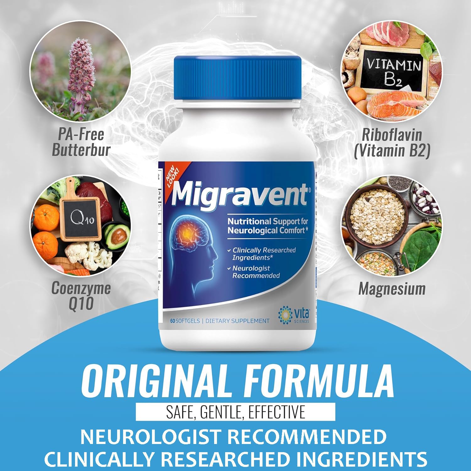 Vita Sciences Migravent – Advanced Nutritional Formula with Magnesium, CoQ10, Vitamin B2, and Butterbur for Brain and Circulatory Wellness – 60 Capsules Vita Sciences Au supplements