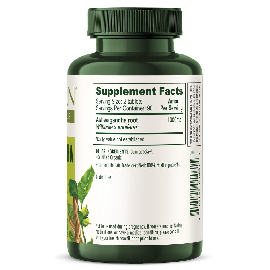 Banyan Botanicals Organic Ashwagandha - 1000mg per Serving - Cortisol Manager & Stress Relief Supplement - Adrenal Support for Mood, Restful Sleep & Muscle Recovery - 180 Tablets - Non-GMO, Vegan* Banyan Botanicals Au supplements