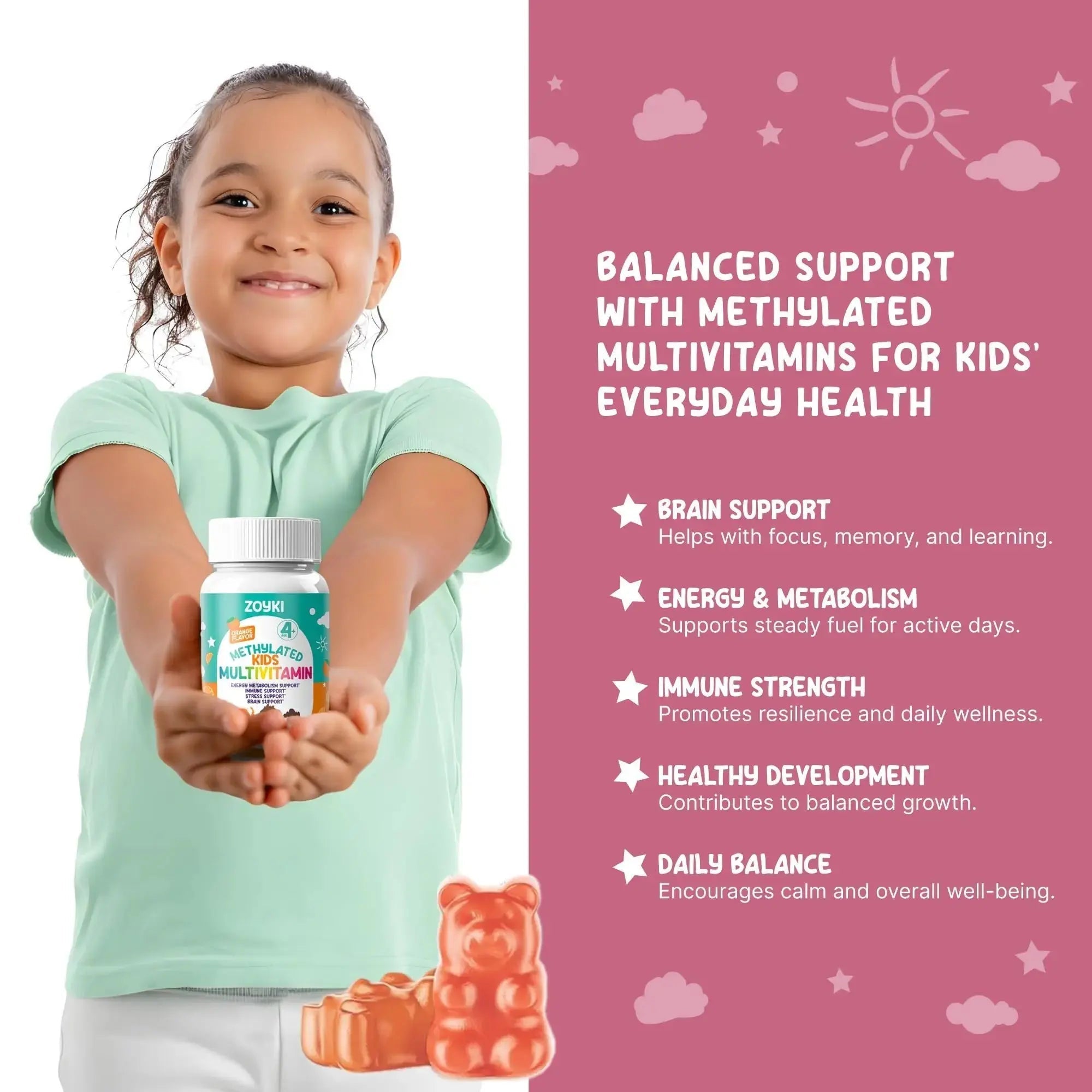 Zoyki Methylated Multivitamin Gummies for Kids - Children’s MTHFR Support Supplement with B Complex 5-MTHF Folate (L-Methylfolate) Zoyki Au supplements