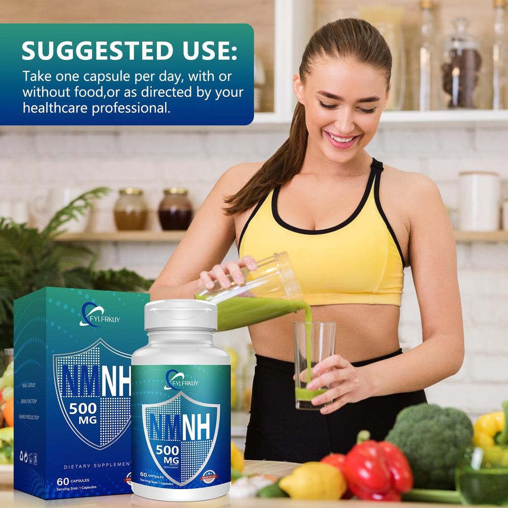 FYLFRKUY New NMNH 500mg Per Serving (Dihydronicotinamide Mononucleotide), NAD 𝐒𝐮𝐩𝐩𝐥𝐞𝐦𝐞𝐧𝐭𝐬 Pure Organic, More Effective Than NMN for Anti-Aging, Energy, Immunity, Focus - 60 Count FYLFRKUY Au supplements