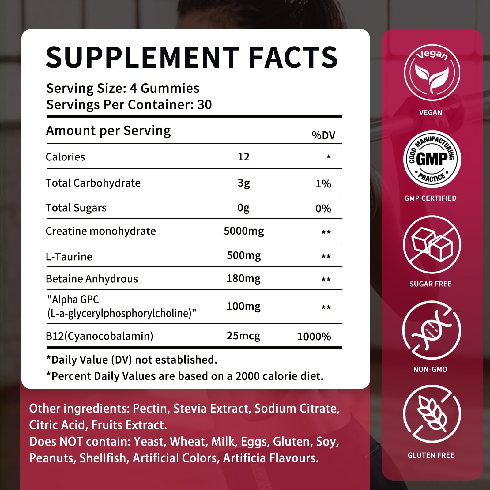 OUYIYUA Creatine Monohydrate Gummies 5000mg for Men & Women - Sugar Free Pre-Workout Supplement, Chewables for Muscle Strength, Muscle Builder