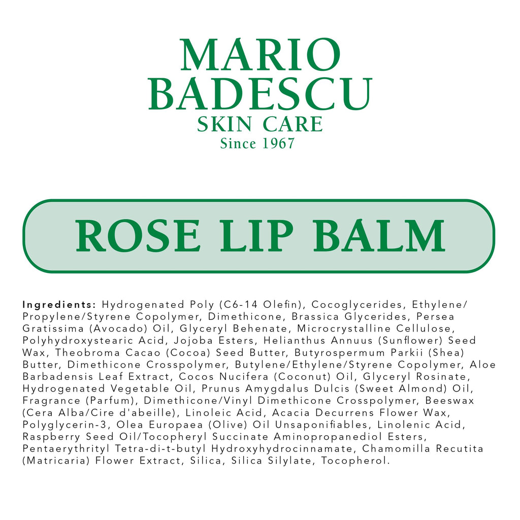 Mario Badescu Moisturizing Rose Lip Balm for Dry Cracked Lips, Infused with Coconut Oil and Shea Butter